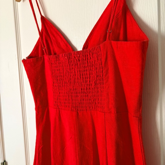 ASTR the Label Izzy Red Spagetti Strap Wide Leg Jumpsuit Romper, Medium - Picture 7 of 15